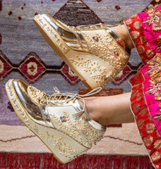 Gold Beaded Bridal Sneaker Wedges - Customized Wedding Shoes | Tiesta Gold Beaded Bridal Sneaker Wedges - Customized Wedding Shoes | Tiesta