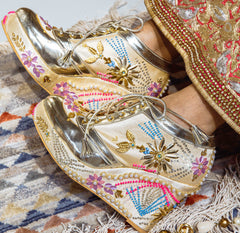 Gold Embroidered Bridal Sneaker Wedges - Customized Wedding Shoes Gold Embroidered Bridal Sneaker Wedges - Customized Wedding Shoes