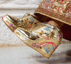 Gold Embroidered Bridal Sneaker Wedges - Customized Wedding Shoes Gold Embroidered Bridal Sneaker Wedges - Customized Wedding Shoes