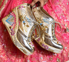 Gold Embroidered Bridal Sneaker Wedges - Customized Wedding Shoes Gold Embroidered Bridal Sneaker Wedges - Customized Wedding Shoes