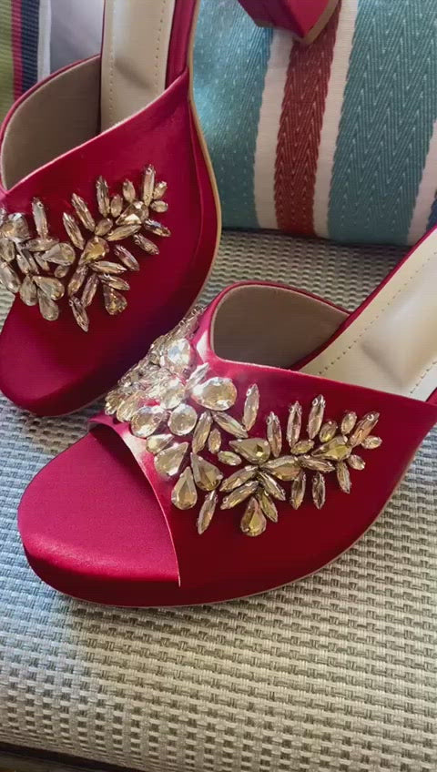 Crystal Blocks (neutral Gold Stones BLOCK heels wedding shoes ) Crystal Blocks (neutral Gold Stones BLOCK heels wedding shoes )