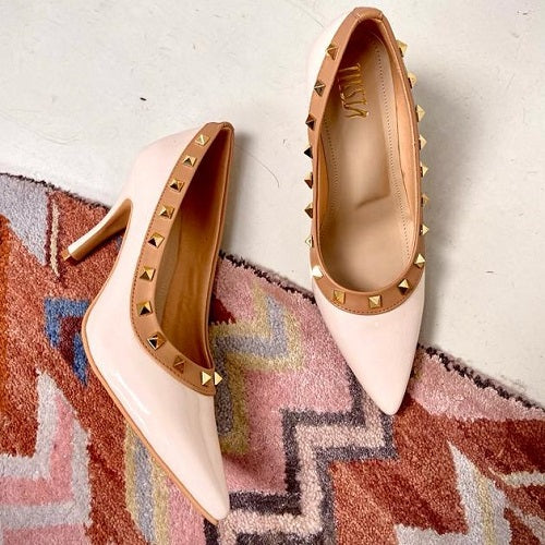 Amelia Pointy Stilettos high Heels Studs Formal Shoes)