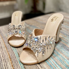 Crystal Blocks (neutral white Stones BLOCK heels wedding shoes ) Crystal Blocks (neutral white Stones BLOCK heels wedding shoes )