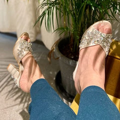 Crystal Blocks (neutral white Stones BLOCK heels wedding shoes ) Crystal Blocks (neutral white Stones BLOCK heels wedding shoes )