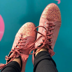 Glittery Tieskers (Pink) Wedges Platform Heels Glittery Tieskers (Pink) Wedges Platform Heels