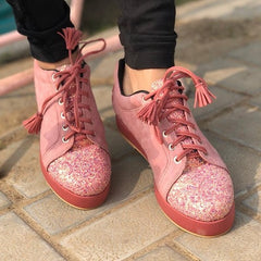 Glittery Tieskers (Pink) Wedges Platform Heels Glittery Tieskers (Pink) Wedges Platform Heels