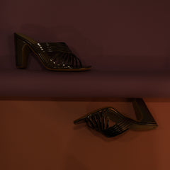 Black Strappy Block Heels - Her Shades Black Strappy Block Heels - Her Shades