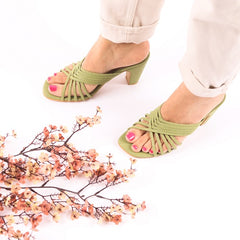 Green Strappy Block Heels | Tiesta Shoes Green Strappy Block Heels | Tiesta Shoes