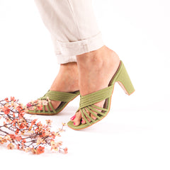 Green Strappy Block Heels | Tiesta Shoes Green Strappy Block Heels | Tiesta Shoes