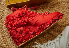 Red Cindrella Bridal Sneaker Wedges - Customized Wedding Shoes | Tiesta Red Cindrella Bridal Sneaker Wedges - Customized Wedding Shoes | Tiesta