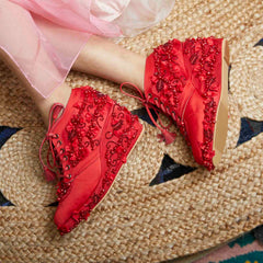 Red Cindrella Bridal Sneaker Wedges - Customized Wedding Shoes | Tiesta Red Cindrella Bridal Sneaker Wedges - Customized Wedding Shoes | Tiesta