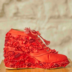 Red Cindrella Bridal Sneaker Wedges - Customized Wedding Shoes | Tiesta Red Cindrella Bridal Sneaker Wedges - Customized Wedding Shoes | Tiesta