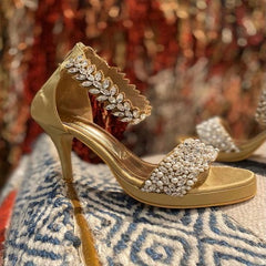 Pearl Bride (Blush GOLD crystal stones heels Festive customised heels) Pearl Bride (Blush GOLD crystal stones heels Festive customised heels)