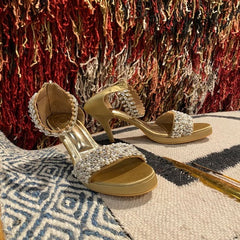 Pearl Bride (Blush GOLD crystal stones heels Festive customised heels) Pearl Bride (Blush GOLD crystal stones heels Festive customised heels)