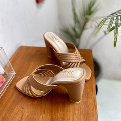 Nude Strappy Block Heels - Her Shades Nude Strappy Block Heels - Her Shades