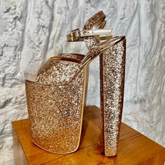Deli Gold Shimmer Customised Bridal Block Heels for Weddings Deli Gold Shimmer Customised Bridal Block Heels for Weddings