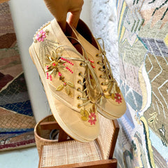 Flat White Floral Bridal Sneaker Wedges - Customized Wedding Shoes | Tiesta Flat White Floral Bridal Sneaker Wedges - Customized Wedding Shoes | Tiesta