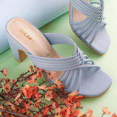 Calm Sky Blue Strappy Block Heels - Her Shades Calm Sky Blue Strappy Block Heels - Her Shades