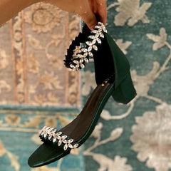 Bling Bride (Green block heels stones Diamond shoes) Bling Bride (Green block heels stones Diamond shoes)
