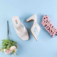 White Strappy Block Heels | Tiesta Shoes White Strappy Block Heels | Tiesta Shoes