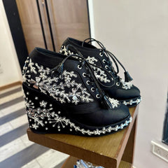 Black Bridal Sneaker Wedges - Customized Wedding Shoes Black Bridal Sneaker Wedges - Customized Wedding Shoes