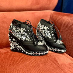 Black Bridal Sneaker Wedges - Customized Wedding Shoes Black Bridal Sneaker Wedges - Customized Wedding Shoes