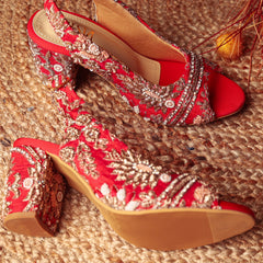 Sabya (Red Embroidery Gold WORK BRIDAL blocks) Sabya (Red Embroidery Gold WORK BRIDAL blocks)