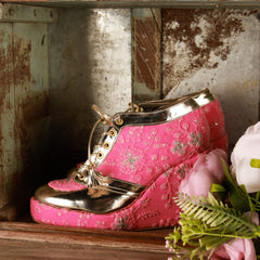Pink Embroidered Bridal Sneaker Wedges - Customized Wedding Shoes Pink Embroidered Bridal Sneaker Wedges - Customized Wedding Shoes
