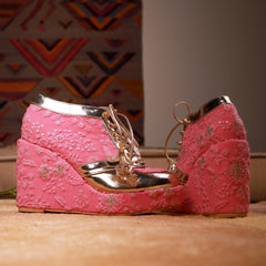 Pink Embroidered Bridal Sneaker Wedges - Customized Wedding Shoes Pink Embroidered Bridal Sneaker Wedges - Customized Wedding Shoes