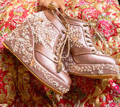 Rose Gold Bridal Sneaker Wedges - Customized Wedding Shoes | Tiesta Rose Gold Bridal Sneaker Wedges - Customized Wedding Shoes | Tiesta