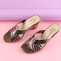 Grey Strappy Block Heels - Her Shades Grey Strappy Block Heels - Her Shades