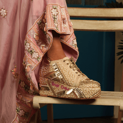 POPPY- Gold Bridal Sneaker Platform Wedges | Tiesta Shoes