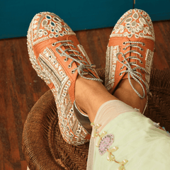 Custom orange mirror work Bridal sneaker platforms