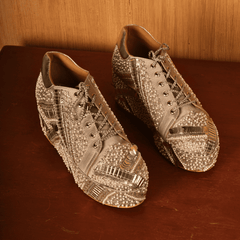 POPPY- Gold Bridal Sneaker Platform Wedges | Tiesta Shoes