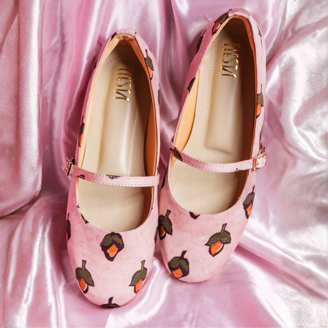 Blush Printed Ballerina Flats