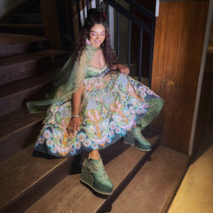 Mirror & Crystal Embellished Wedge Sneakers