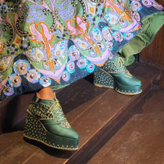 Mirror & Crystal Embellished Wedge Sneakers