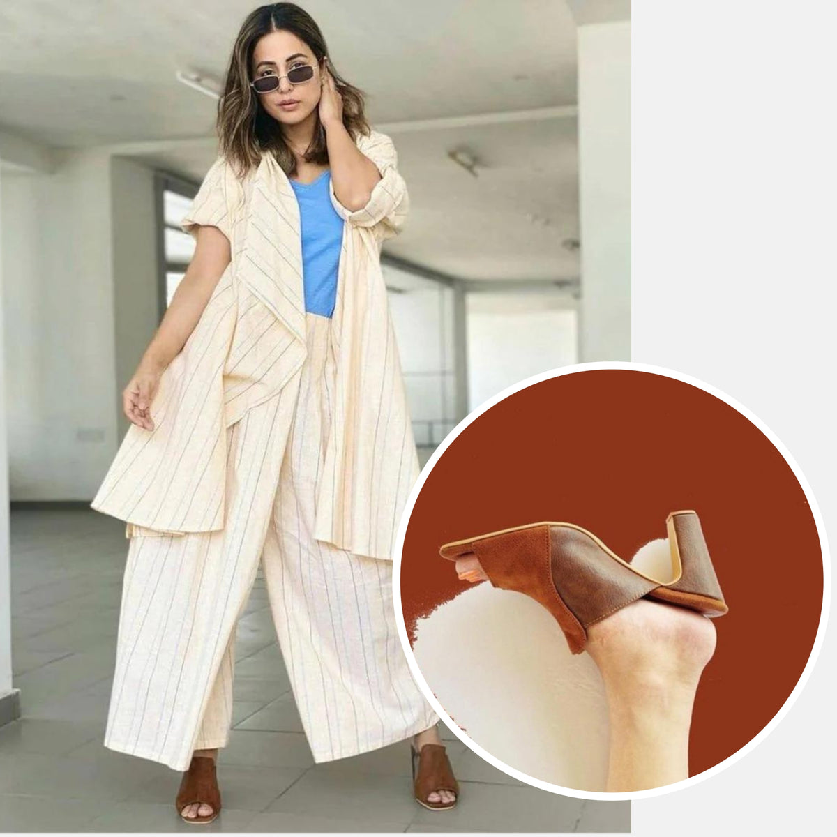 Hina Khan | brown blocks | Heel Height Customisable |