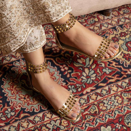 Gold Studded Flats Stellar