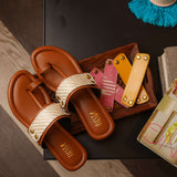 Kolas - Tan Kolhapuri Chappal with Changeable Straps