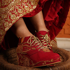 4-Inch Bridal Embroidered Wedge Sneakers