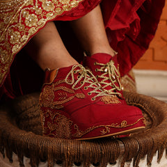 4-Inch Bridal Embroidered Wedge Sneakers