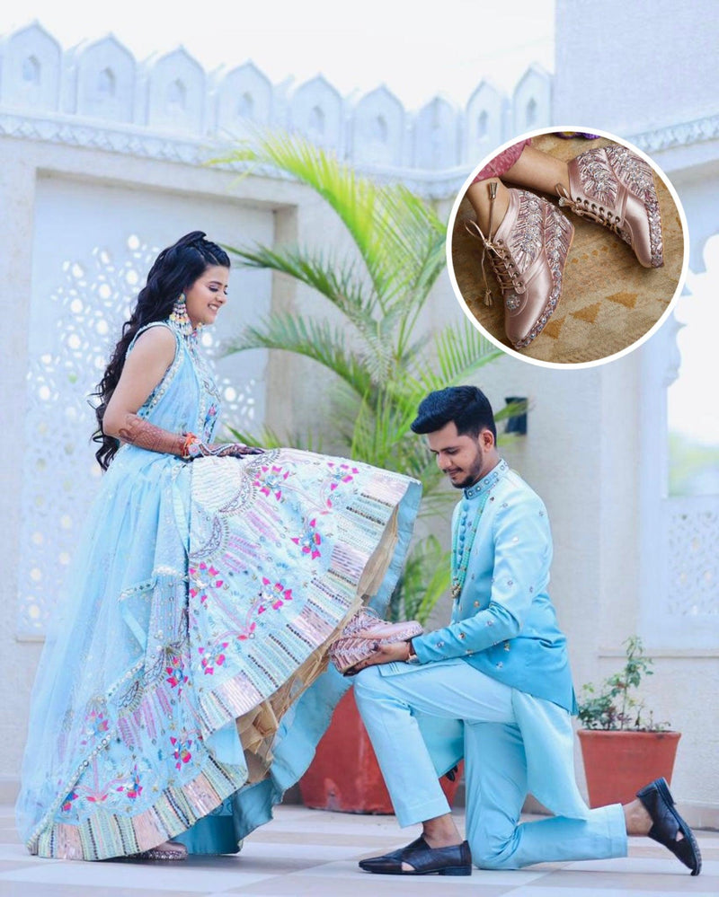 Tiesta bride wearing customized wedding sneakers