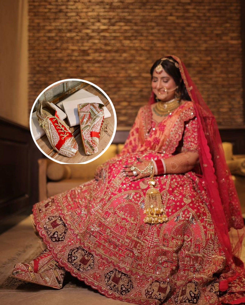 Bride wearing red Tiesta wedding sneakers