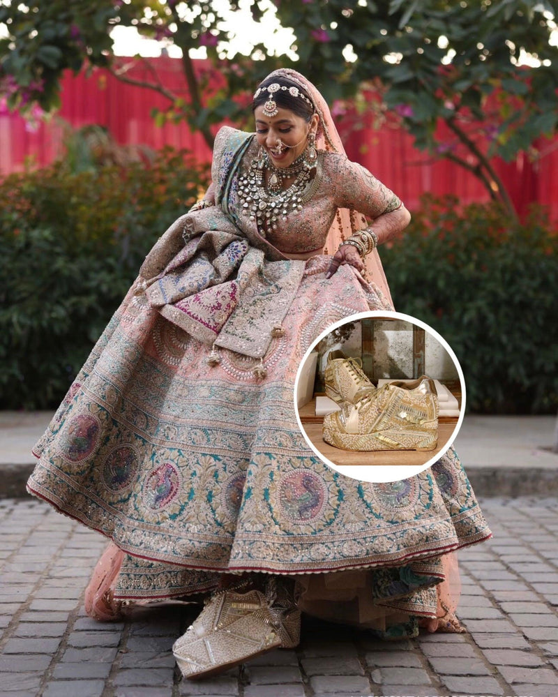 Real Tiesta bride in custom occasion footwear