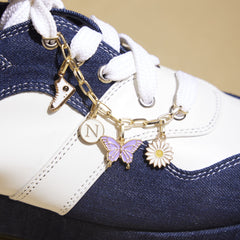 Denim Platform Sneakers – 1 to 1.5 Inch Heel with Charm Chain |Customisable