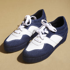 Denim Platform Sneakers – 1 to 1.5 Inch Heel with Charm Chain |Customisable