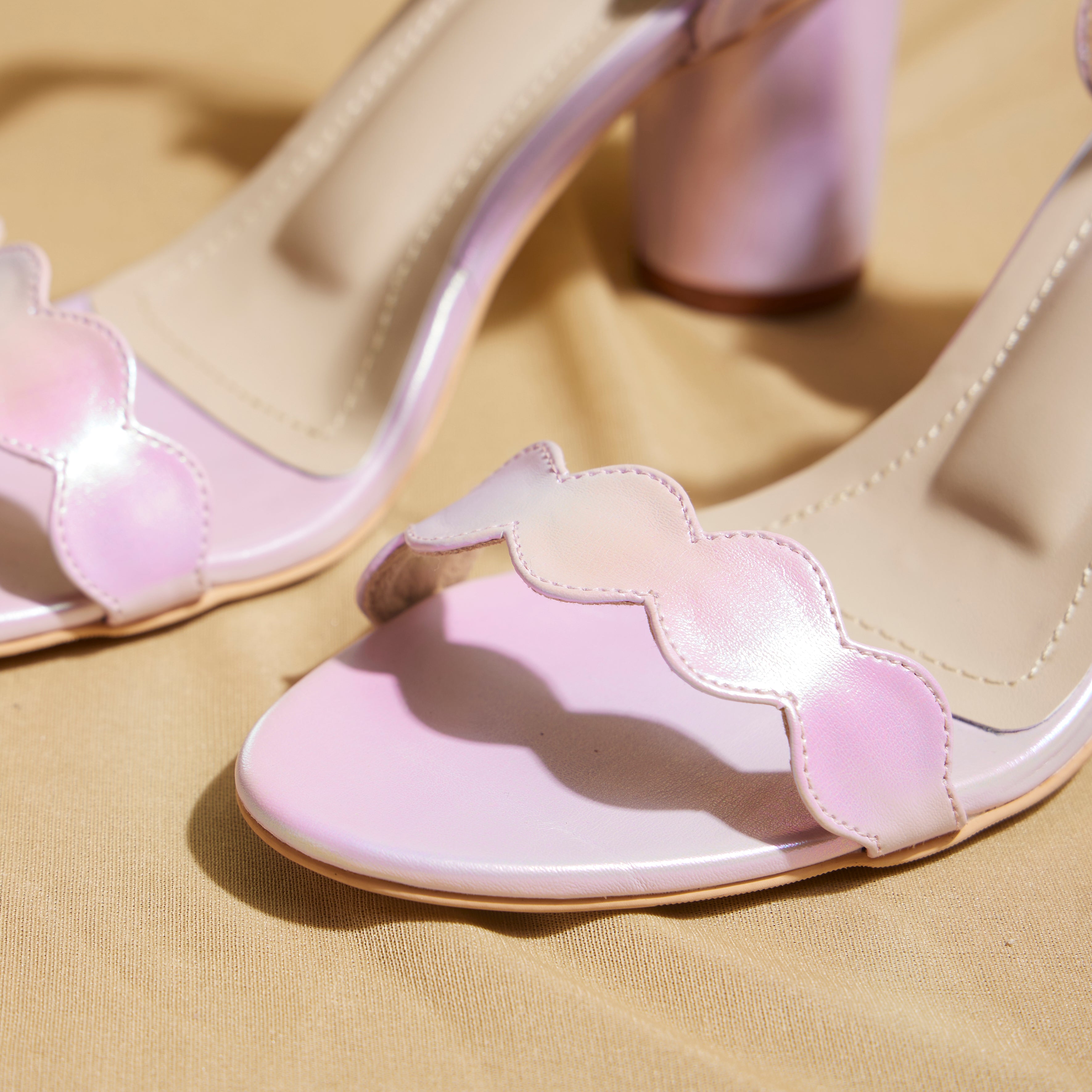 Blush Pink Open-Toe Block Heels – Inches Adjustable Strap| CustomiSable