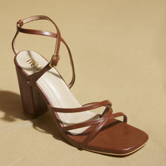 Customisable Dark Brown Formal Strappy Heels – 3 to 3.5 Inch Comfy Heels