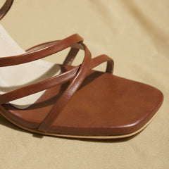 Customisable Dark Brown Formal Strappy Heels – 3 to 3.5 Inch Comfy Heels